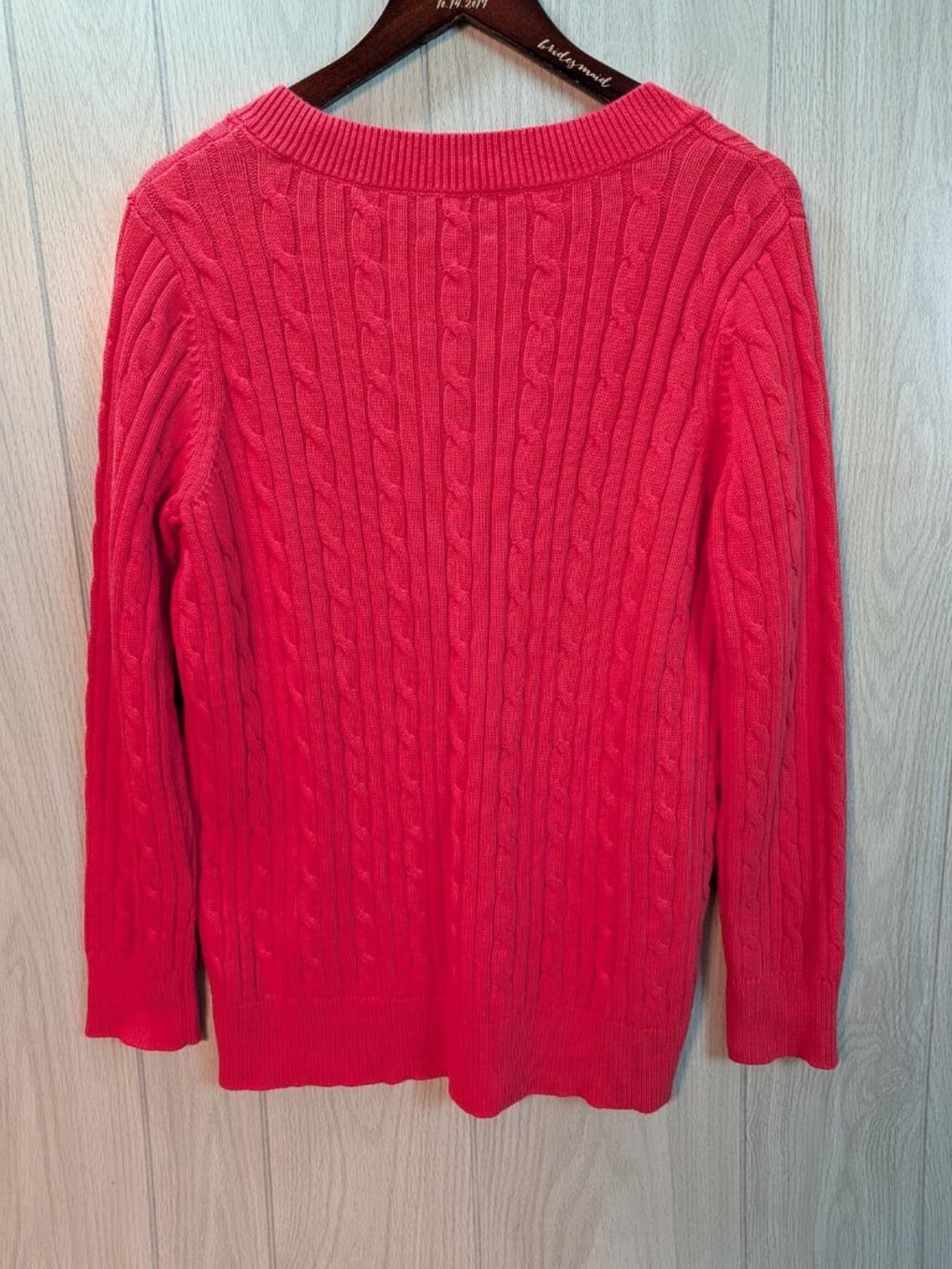 Chaps Classics V Neck Cable Knit Pullover Sweater Womens Sz 2x 2XL Pink - Picture 4 of 6